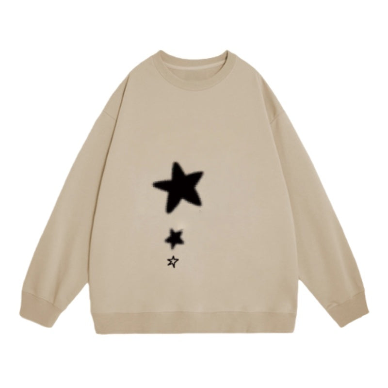 Vintage Khaki Sweatshirt With Star Print