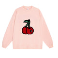 Casual Vintage Cherry Pink Sweatshirt