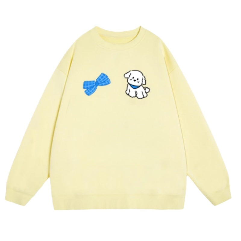 Trendy Puppy Design Yellow Sweatshirt